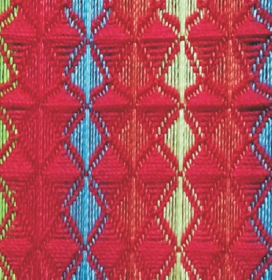 4 菱形斜纹组织和色纱的共同配合织造